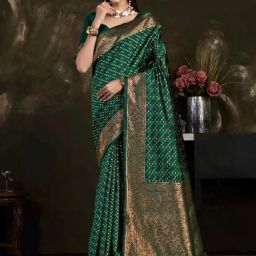 Mimosa Green Woven Saree With Unstitched Blouse-image-136