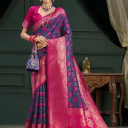 Mimosa Navy Woven Saree With Unstitched Blouse-image-89