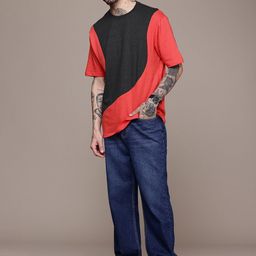 Moda Rapido Colourblocked Drop-Shoulder Sleeves T-shirt-image-44