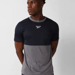 Reebok Navy Slim Fit Colour Block Sports T-Shirt-image-12