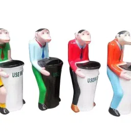 Fibrecrafts India Free Size Multicolor Fibre Monkey Crafted Dustbin (3.5 ft)-image-50