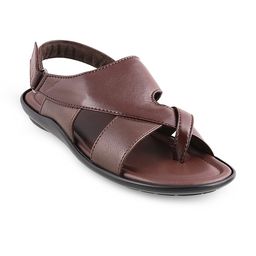 Mochi Men Maroon Comfort Leather Sandals-image-32