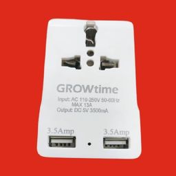A Aaradhya Dual USB Charger with Universal 2-Pin and 3-Pin Socket – Worldwide Adapter with 10A Indian Plug (White) image 1