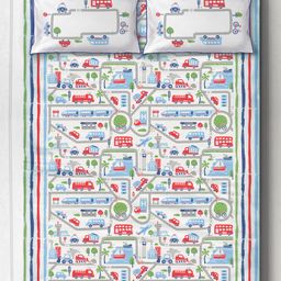 Silverlinen Busy Street 100% Cotton King Size Bedsheet with 2 Pillow Covers - Multicolour-image-14