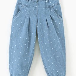 Babyhug Denim Full Length Jeans Polka Dot Print - Blue-image-55