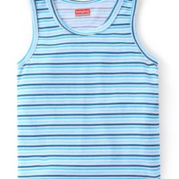 Babyhug 100% Cotton Knit Sleeveless Striped Sando - Blue-picture-5