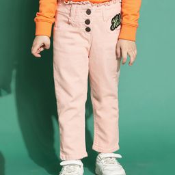 Tales & Stories Hi Text Embroidered Jeans - Pink-image-86