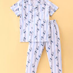 CUCUMBER Sinker Half Sleeves Night Suit Boat & Palm Tree Print - White-picture-26