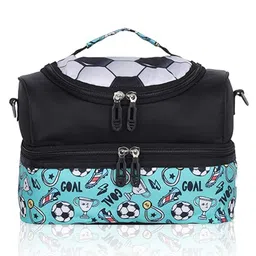 Echo Boomers Black Ball Printed Double Layer Insulated Tiffin Lunch Bag with Detachable Strap-picture-44