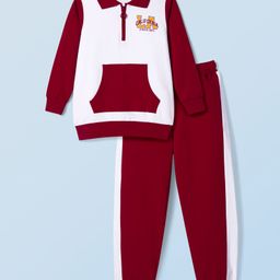 Honeyhap Premium 100% Cotton Knit Full Sleeves Winter Wear Suits with Bio Finish - Salsa Red &Bright White-image-33