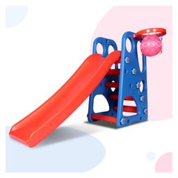 Toy Plus 2 in 1 Slide with Basket Ball Hoop - Blue and Red-15