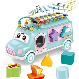 ADKD Musical Xylophone Shape sorter School Bus Interactive Pull Along Educational Toy for Kids- (Color May Vary)-15
