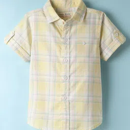 JASH KIDS Cotton Woven Half Sleeves Checks Shirt - Yellow-picture-12