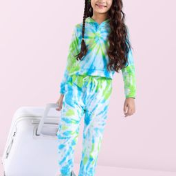 OLLINGTON ST. Cotton Tie & Dye Co-Ord Set Of Hooded Full Sleeves Top & Joggers Set - Multicolor-image-88