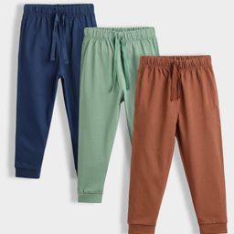 Orange Sugar 100% Cotton Knit Pack Of 3 Solid Joggers - Multi Colour-image-41