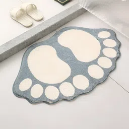 SYGA Non-Slip Footprint Design Polyester Bathroom & Door Mat Quick-Dry, Absorbent & Anti-Slip Mat (Gray & Cream)-picture-11