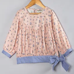 Hugsntugs Cotton Woven Full Sleeves Floral Printed Top - Pink-picture-41