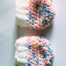 Knits & Knots Woollen Blend Abstract Design Handmade Mittens - Multi Colour & White image 2