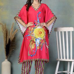 Clora Creation Floral Printed Kaftan Kurta With Trousers-40