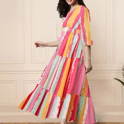 Raiyani Fashion Women V-Neck Tiered Fit & Flare Maxi Dress-picture-15