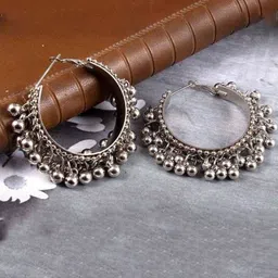 OPUS GEMS Ghungroo Beaded Circular Shaped Hoop Earrings-picture-37