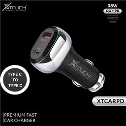 XTOUCH 38 W Qualcomm 3.0 Turbo Car Charger 2 Port Fast Car Charger Type C and USB Output- Black image 4
