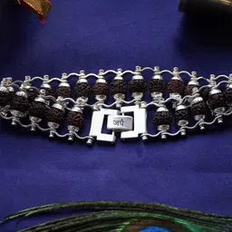 Japam Silver-Plated Rudraksha Wraparound Bracelet-1