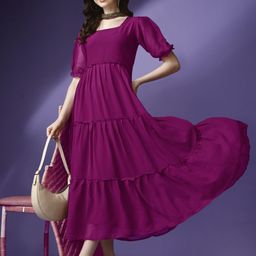 Raiyani Fashion Bell Sleeve Applique Georgette Fit & Flare Maxi Dress-picture-39