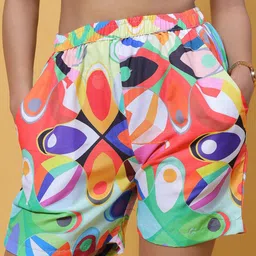 GAB Women Abstract Printed High-Rise Shorts-35