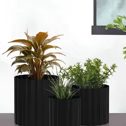 Metalsmith Black 3 Pieces Textured Planters-26