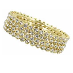 ZULKA Pack Of 4 Gold-Plated American Diamond Studded Bangles image 4
