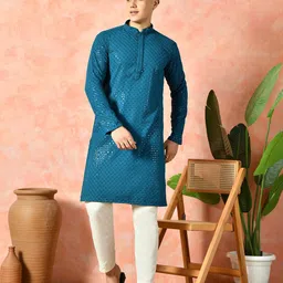 7 GEN Men Embroidered Thread Work Kurta-picture-50