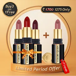 Colors Queen Luxury Matte 4Pcs Non Transfer Matte Lipstick - 4g Each - 01-02-13-15-34