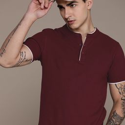 Roadster Men Mandarin Collar Pure Cotton T-shirt-image-71