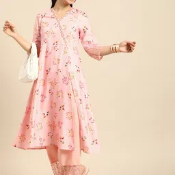 Anouk Women Floral Print High Slit Thread Work Straight Kurta with Palazzos-picture-14