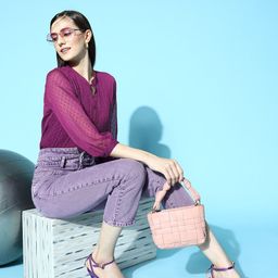 plusS Women Pretty Purple Solid Pleated Form Shirt-image-48