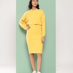 BROOWL Woollen Bodycon Dress With Top-image-53