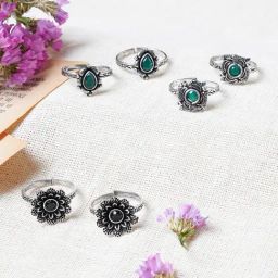 Teejh Henna Set of 3 Silver Toe Rings-image-2