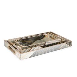 Home4U Trance Nested Stripes Multicolor MDF Tray (3 Pcs) image 2