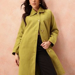 all about you Chevron Self-Design Raglan Sleeves Knee-Length Single-Breasted Overcoat-picture-10