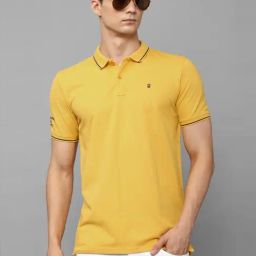 Louis Philippe Jeans Yellow Cotton Slim Fit Polo T-Shirt-image-16