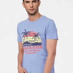 Jack & Jones Men Blue Printed Pure Cotton T-shirt-picture-31