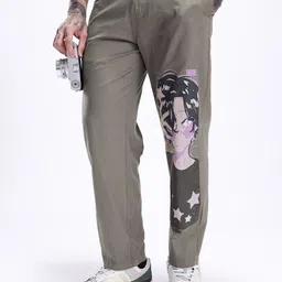 Kook N Keech Men Pure Cotton Graphic Printed Straight Fit Chinos Trousers-image-31