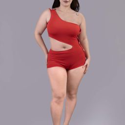 Keepfit Women One Shoulder One Piece Cutout Padded Plus Size Swimsuit-image-92