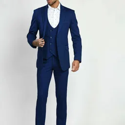 SQUIREHOOD Tailored Fit Cotton Single-Breasted 3 Piece Suits-image-69