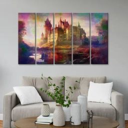 999Store Printed Multicolor MDF 5 Panels Wall Art-93