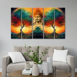 999Store Printed Multicolor MDF 5 Panels Wall Art-13
