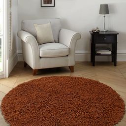 Saral Home Brown Solid Cotton Anti-Skid Shaggy Round Bath Mat-34