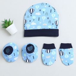 BUMZEE Infant Girls Printed Cotton Beanie Cap Mitten and Bootie-19
