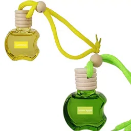 Airance 9 ml Each Lemon & Green Apple Fragrance Apple Shape Hanging Aroma Diffuser Car Air Freshener (Pack of 2)-90